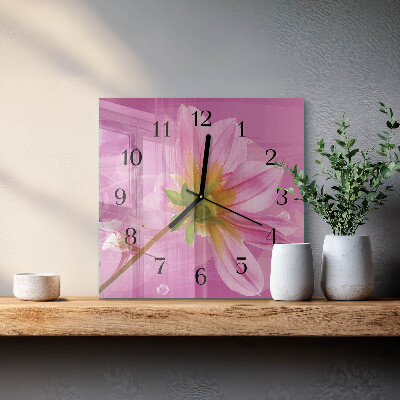 Square wall clock Flower