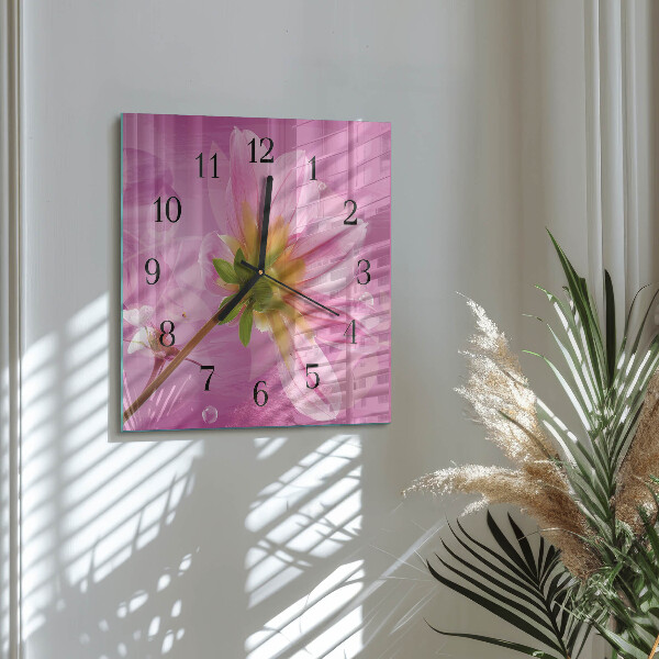 Square wall clock Flower