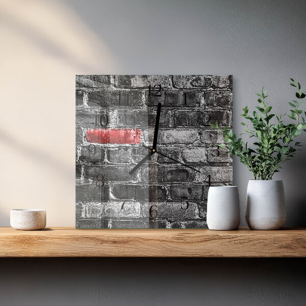 Square wall clock Brick