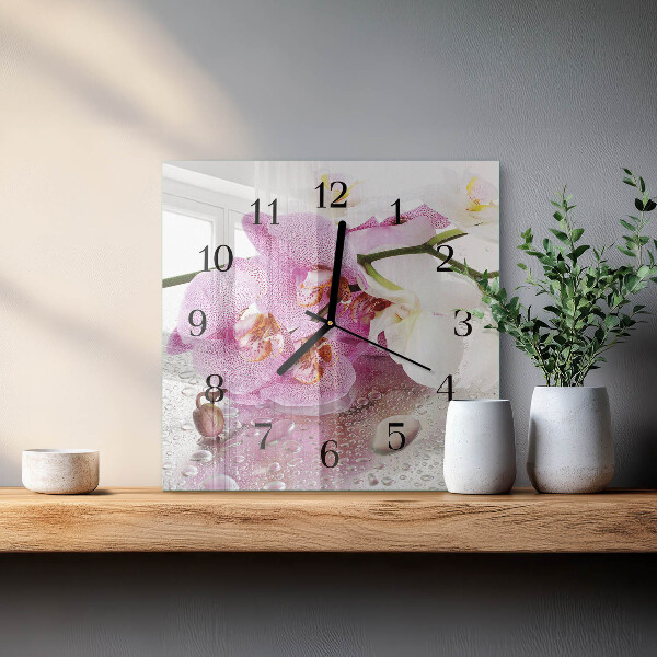 Square wall clock Orchid