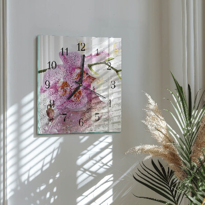 Square wall clock Orchid