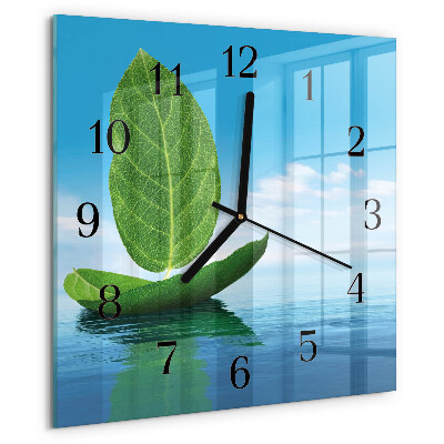 Square wall clock Leaves