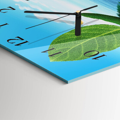 Square wall clock Leaves