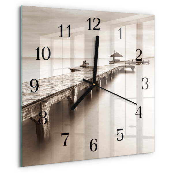 Square wall clock Wooden Bridge