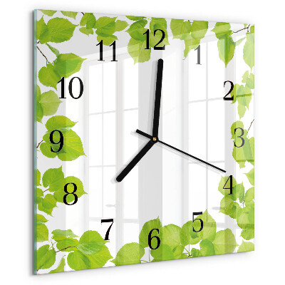 Square wall clock Leaves