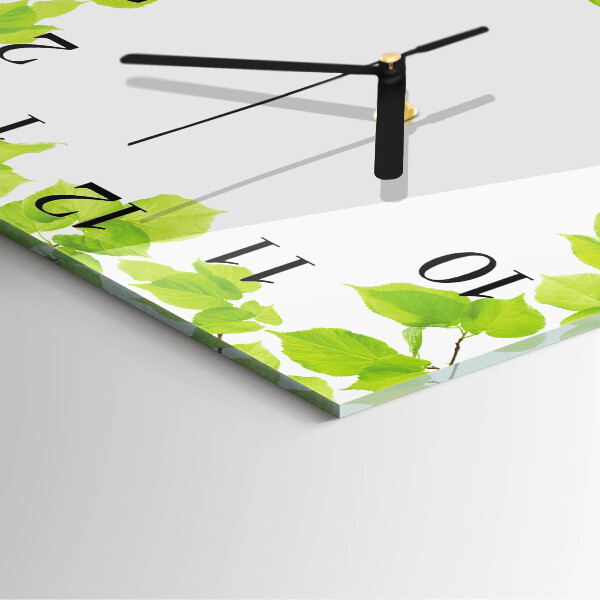 Square wall clock Leaves