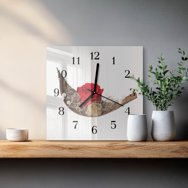 Square wall clock Rose