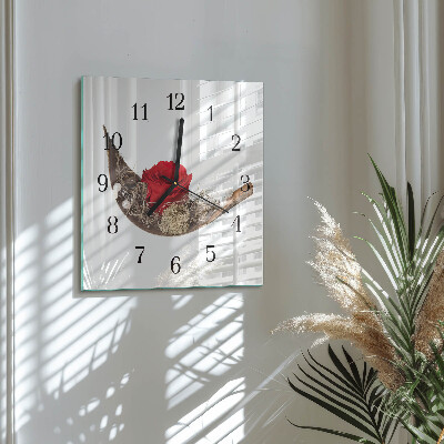 Square wall clock Rose
