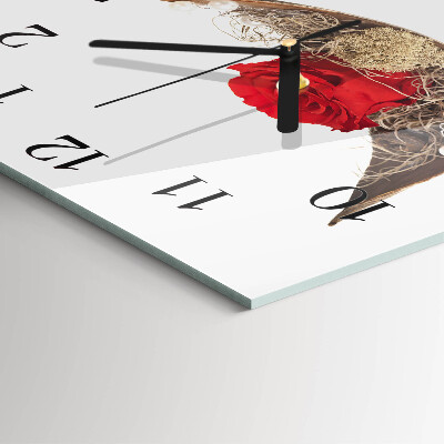 Square wall clock Rose
