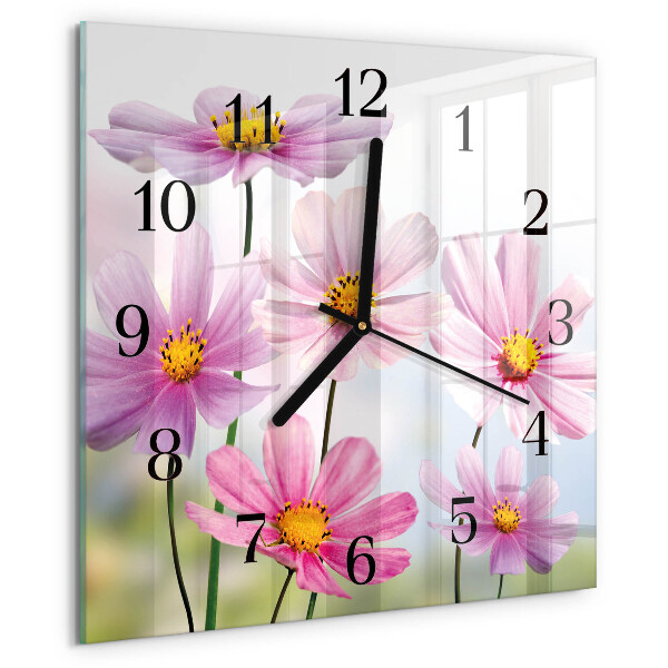 Square wall clock Flowers