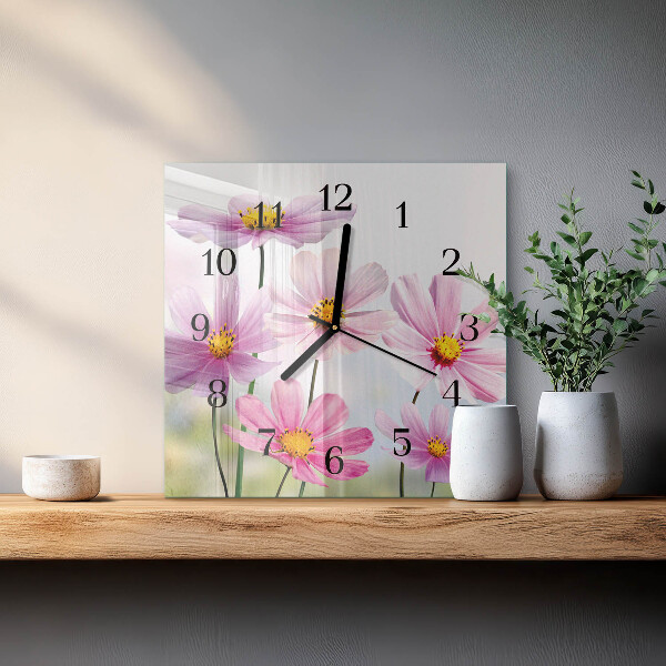 Square wall clock Flowers