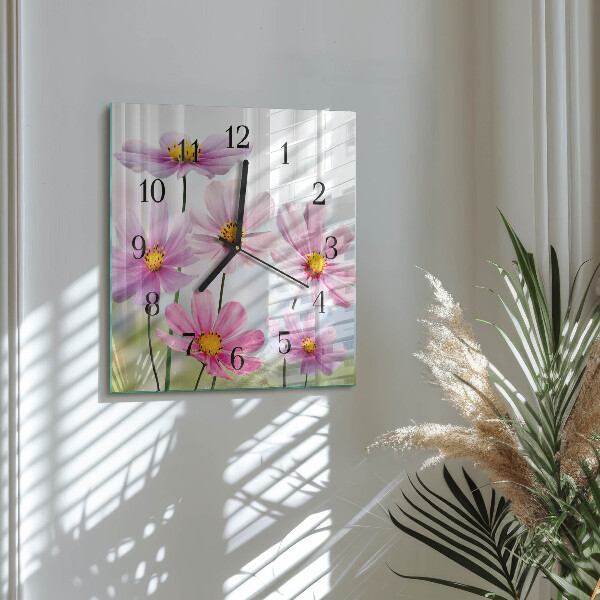 Square wall clock Flowers