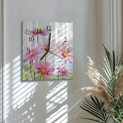 Square wall clock Flowers
