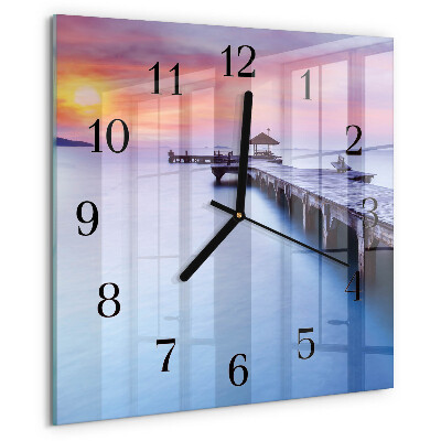 Square wall clock Wooden Bridge