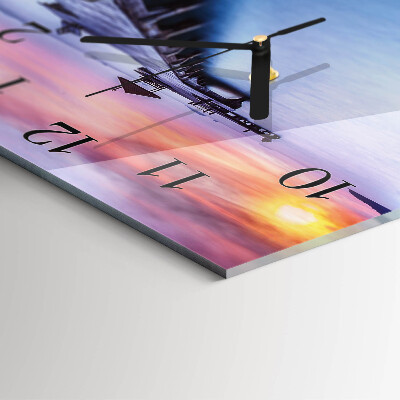Square wall clock Wooden Bridge