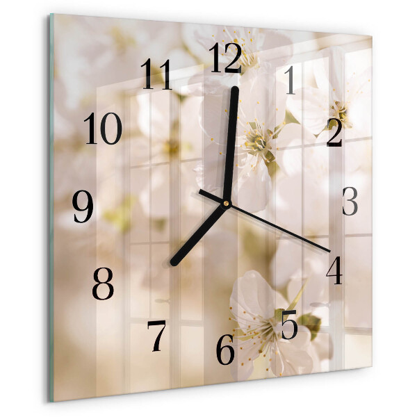 Square wall clock Flowers