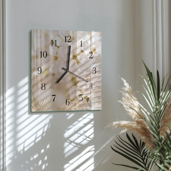 Square wall clock Flowers