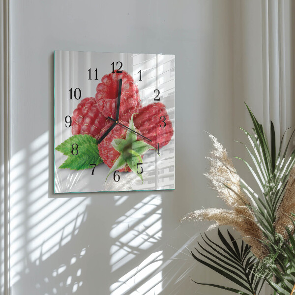 Square wall clock Raspberries