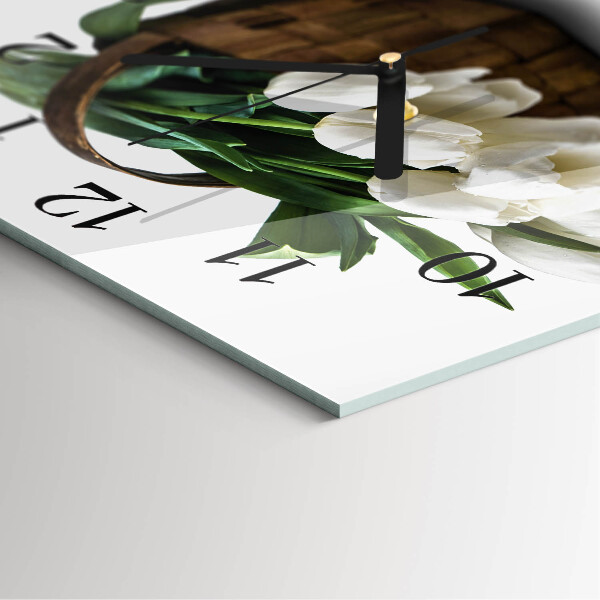 Square wall clock Basket of Tulips