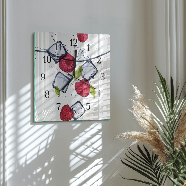 Square wall clock Raspberries