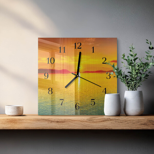 Square wall clock Sunset