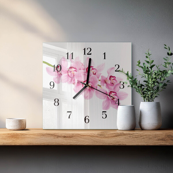 Square wall clock Orchid