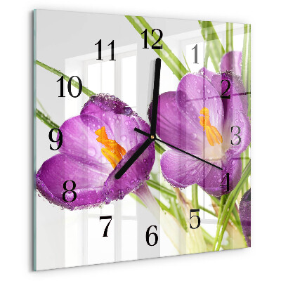 Square wall clock Crocuses