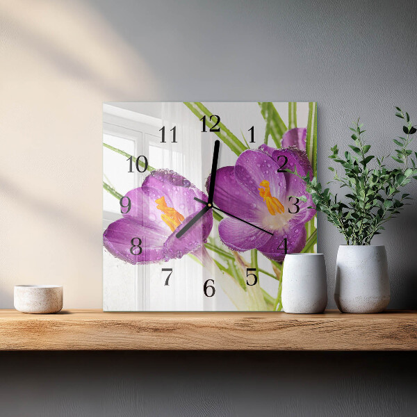 Square wall clock Crocuses
