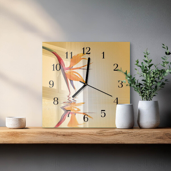 Square wall clock Flower