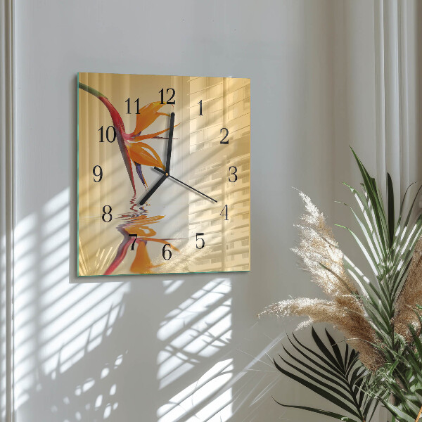 Square wall clock Flower
