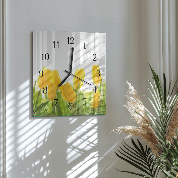 Square wall clock Tulips