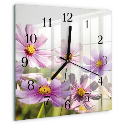 Square wall clock Flowers