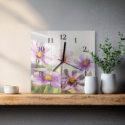 Square wall clock Flowers