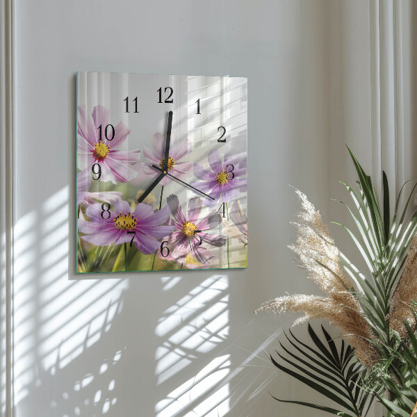 Square wall clock Flowers