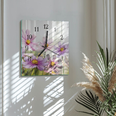 Square wall clock Flowers