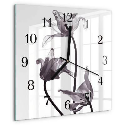 Square wall clock Flowers
