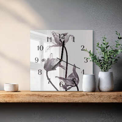 Square wall clock Flowers