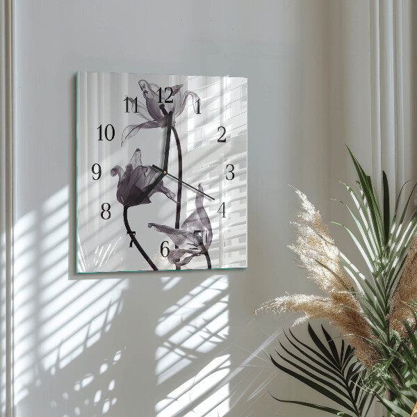 Square wall clock Flowers