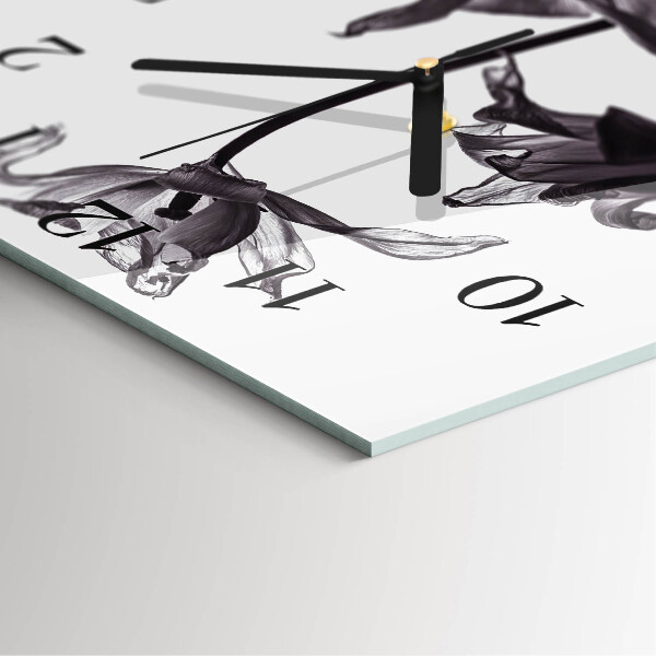 Square wall clock Flowers