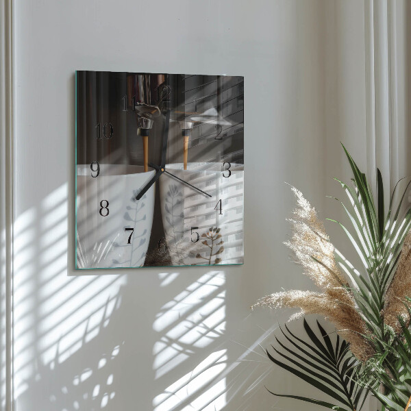Square wall clock Coffee machine