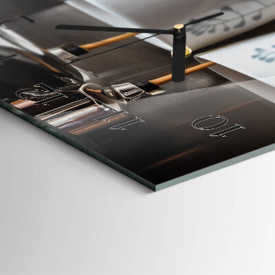Square wall clock Coffee machine