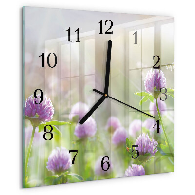Square wall clock Flowers