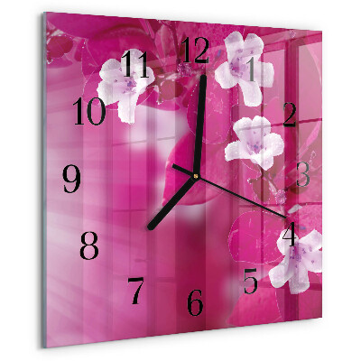 Square wall clock Flowers