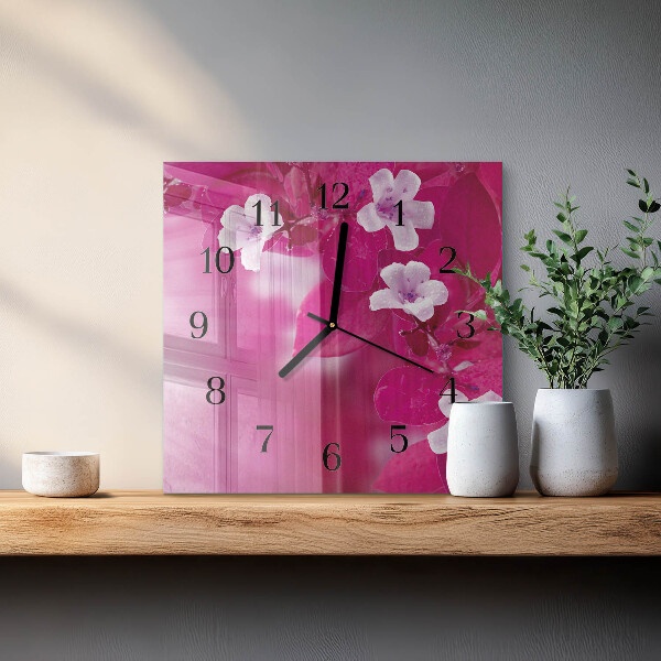 Square wall clock Flowers