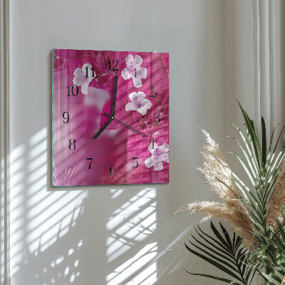 Square wall clock Flowers