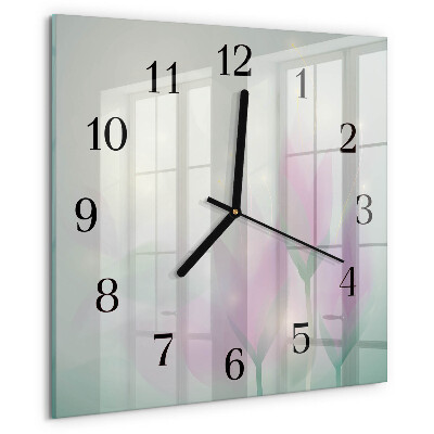 Square wall clock Flowers