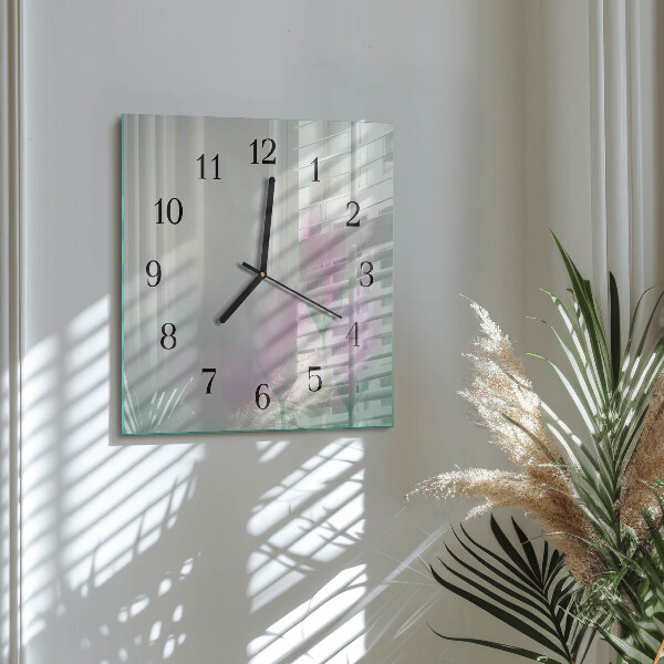 Square wall clock Flowers