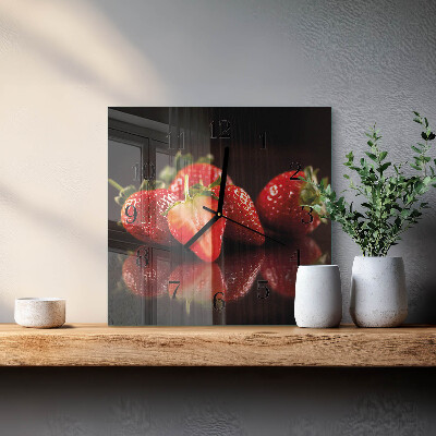Square wall clock Strawberries