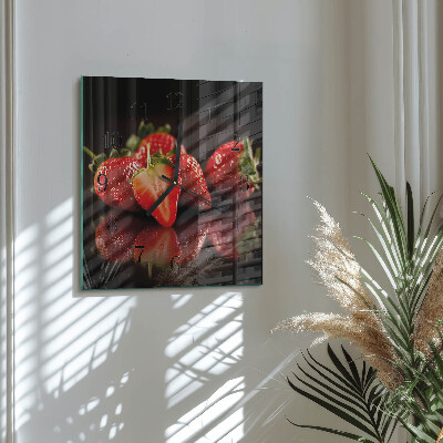 Square wall clock Strawberries