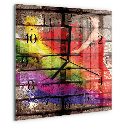 Square wall clock Brick